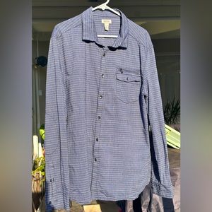 Kenneth Cole Reaction Button Up Shirt Mens Blue - Gray XL Classic Fit Zip Pocket